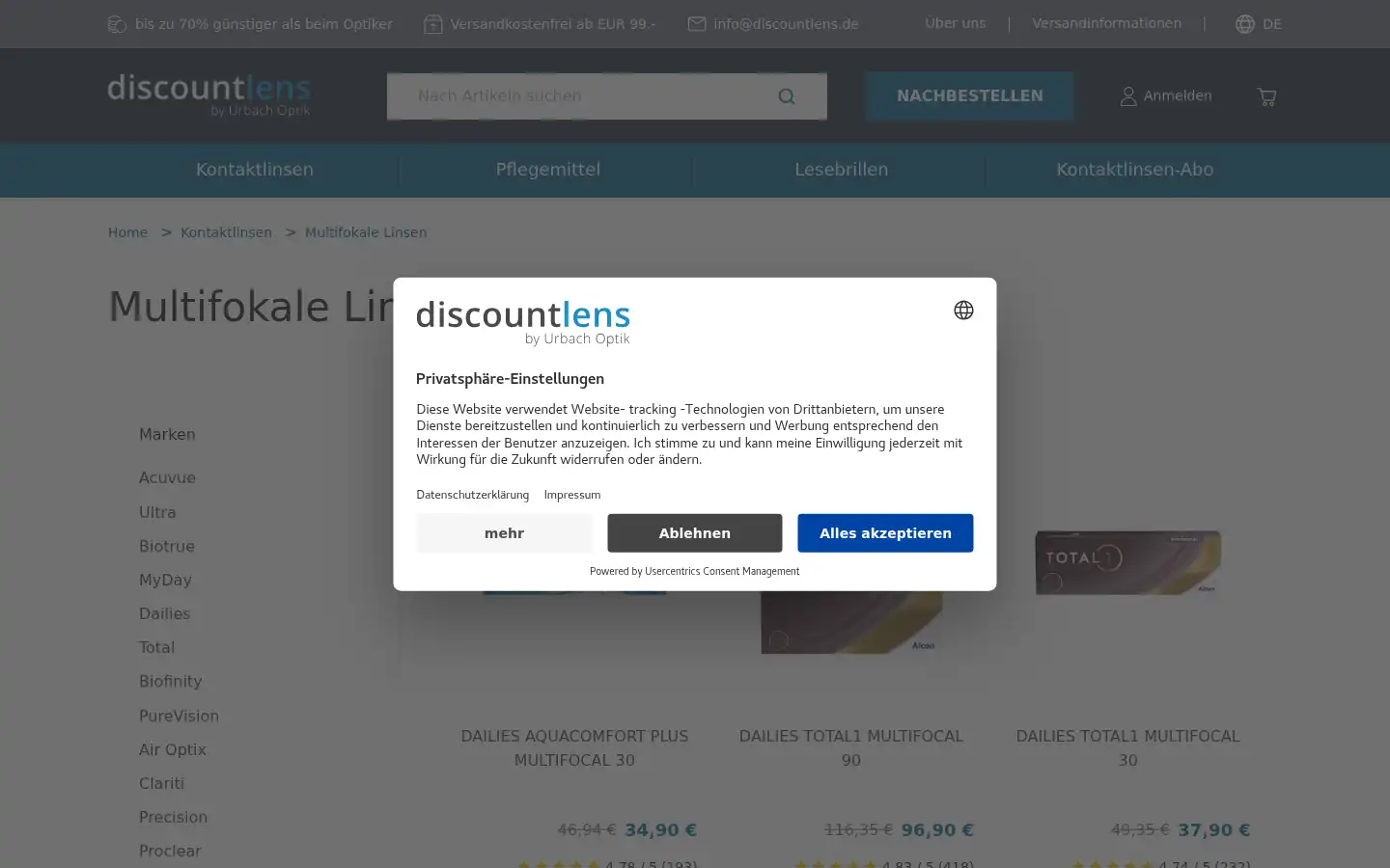Screenshot of discountlens.de