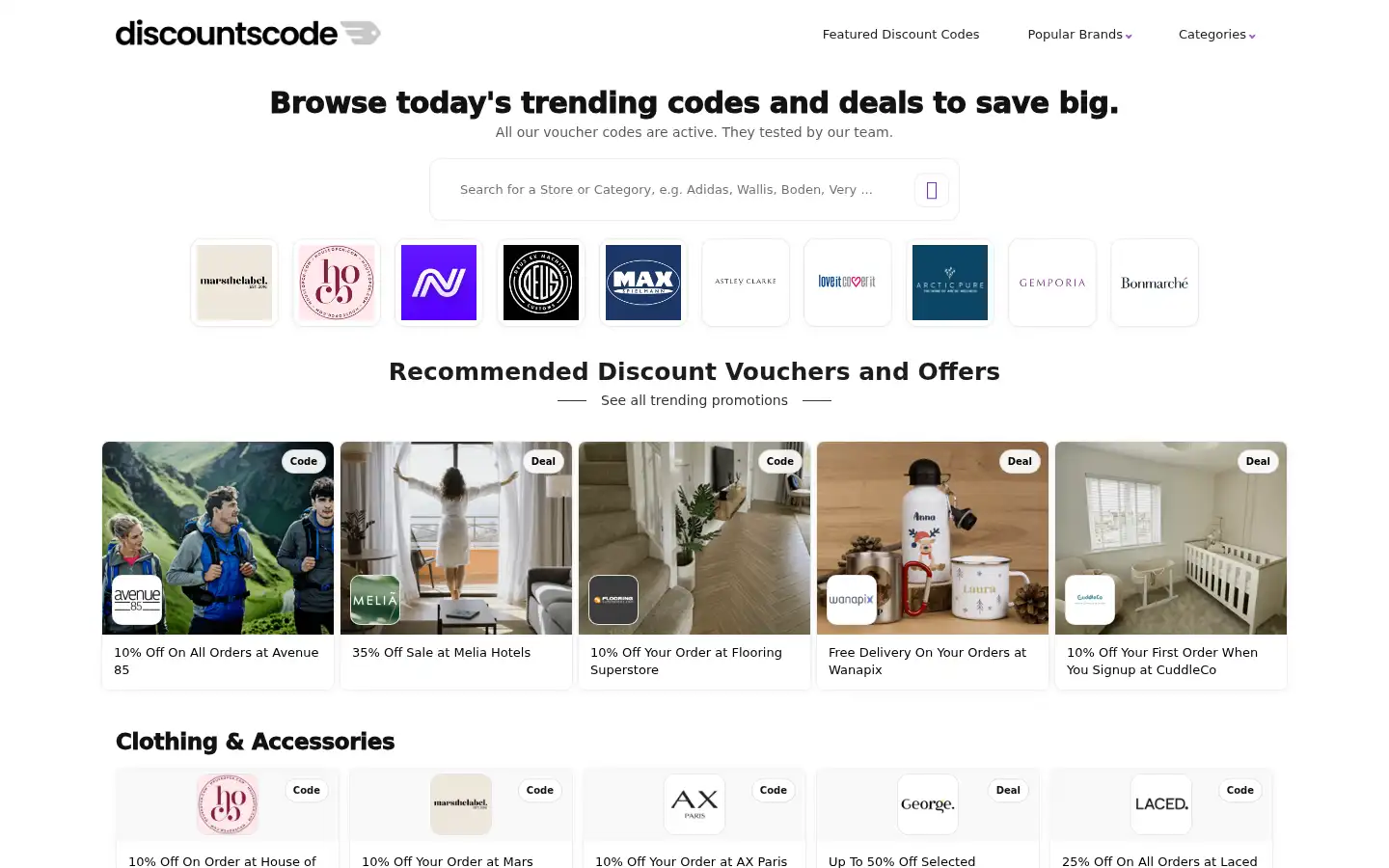 Screenshot of discountscode.co.uk