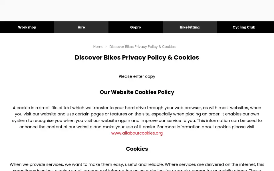 Screenshot of discoverbikes.co.uk
