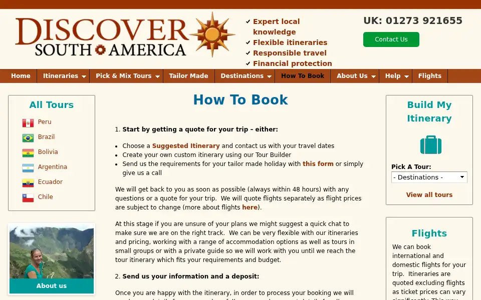Screenshot of discoversouthamerica.co.uk