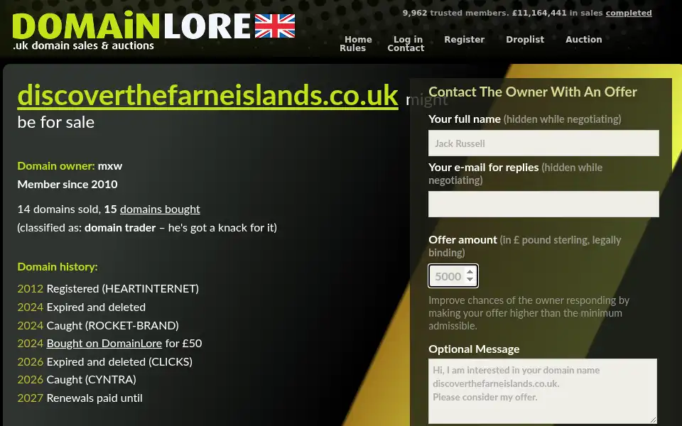 Screenshot of discoverthefarneislands.co.uk