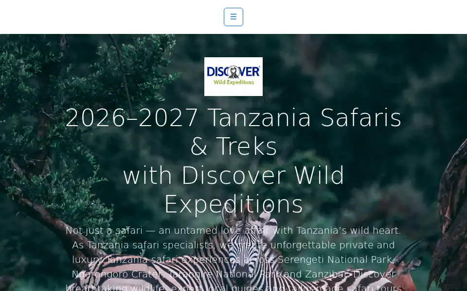 Screenshot of discoverwildexpeditions.com
