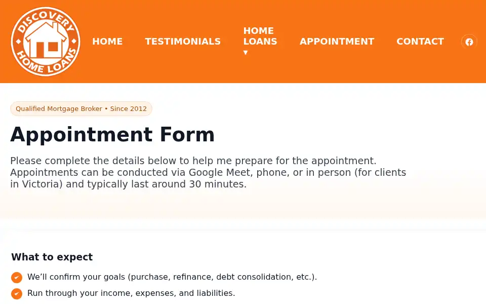 Screenshot of discoveryhomeloans.com.au