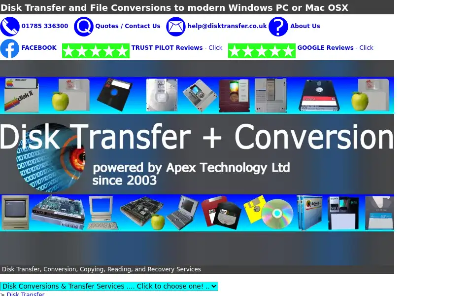 Screenshot of disktransfer.co.uk