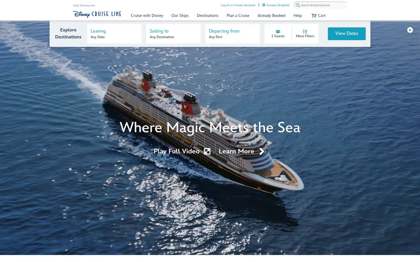 Screenshot of disneycruise.disney.go.com