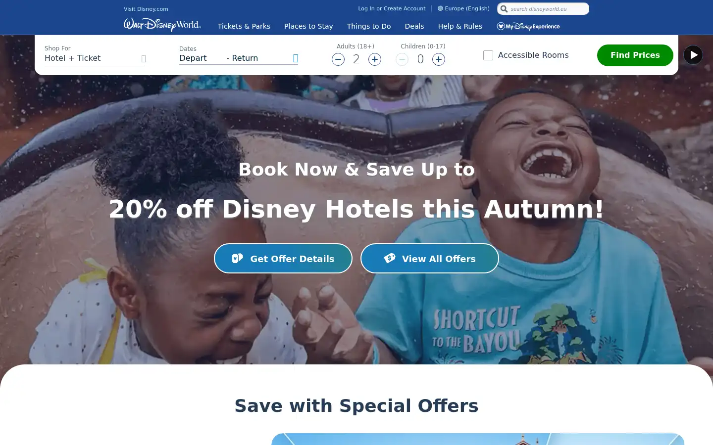 Screenshot of disneyworld.disney.go.com