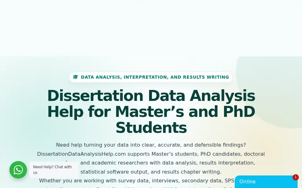 Screenshot of dissertationdataanalysishelp.com