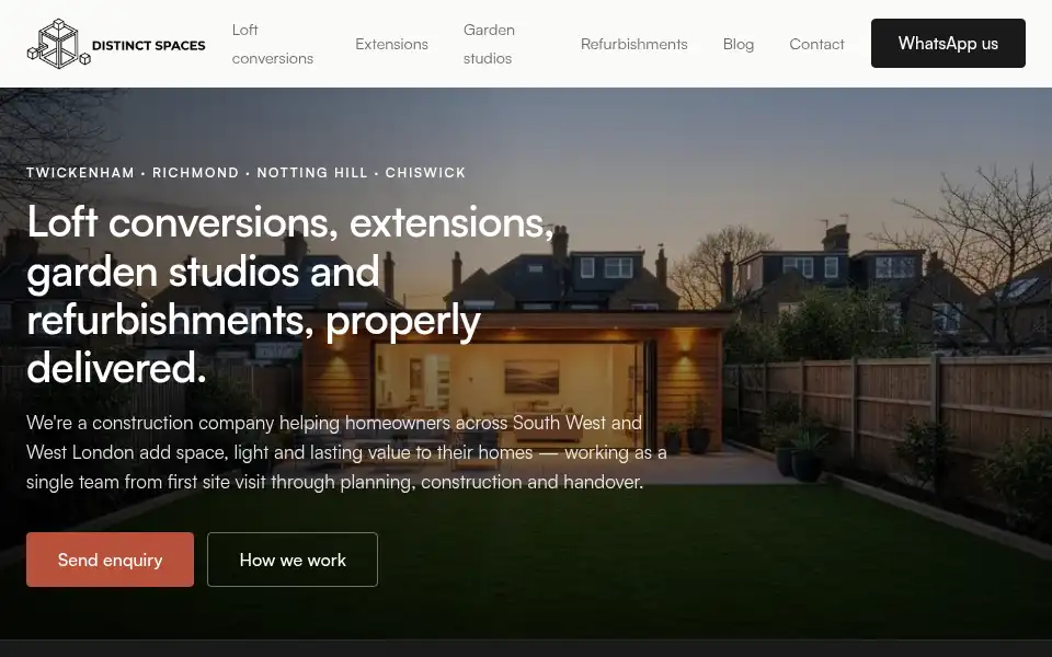 Screenshot of distinct-spaces.co.uk