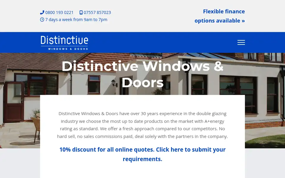 Screenshot of distinctivewindow.co.uk