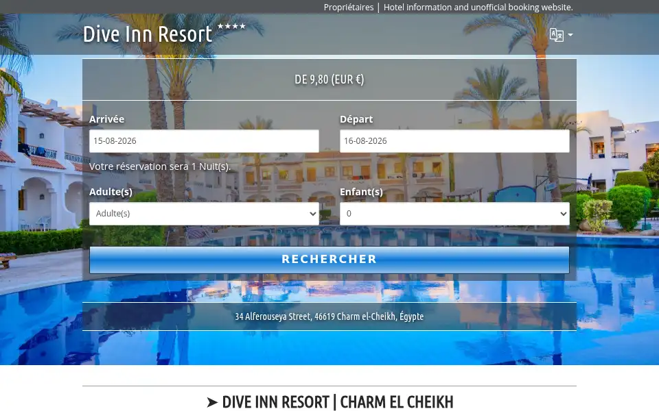 Screenshot of diveinnresort.com