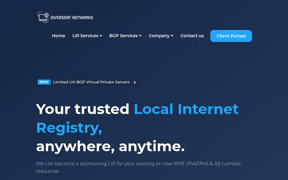 Screenshot of divergentnetworks.co.uk