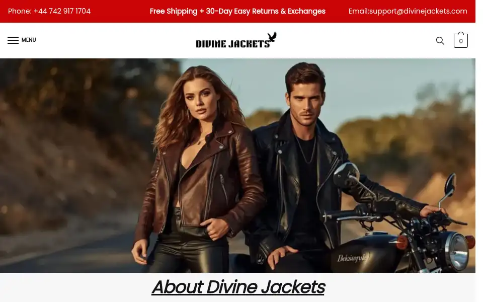 Screenshot of divinejackets.com