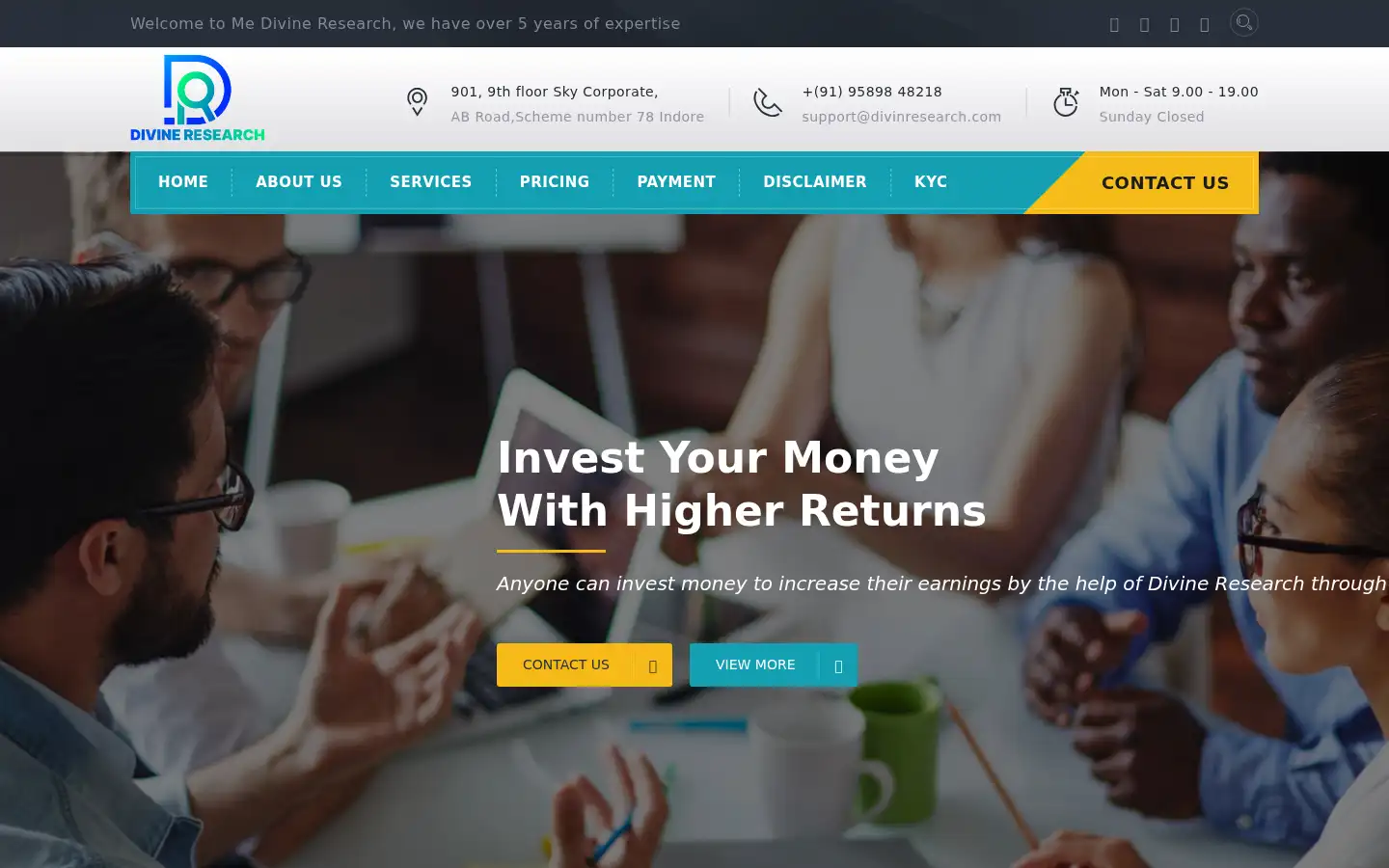 Screenshot of divinresearch.com
