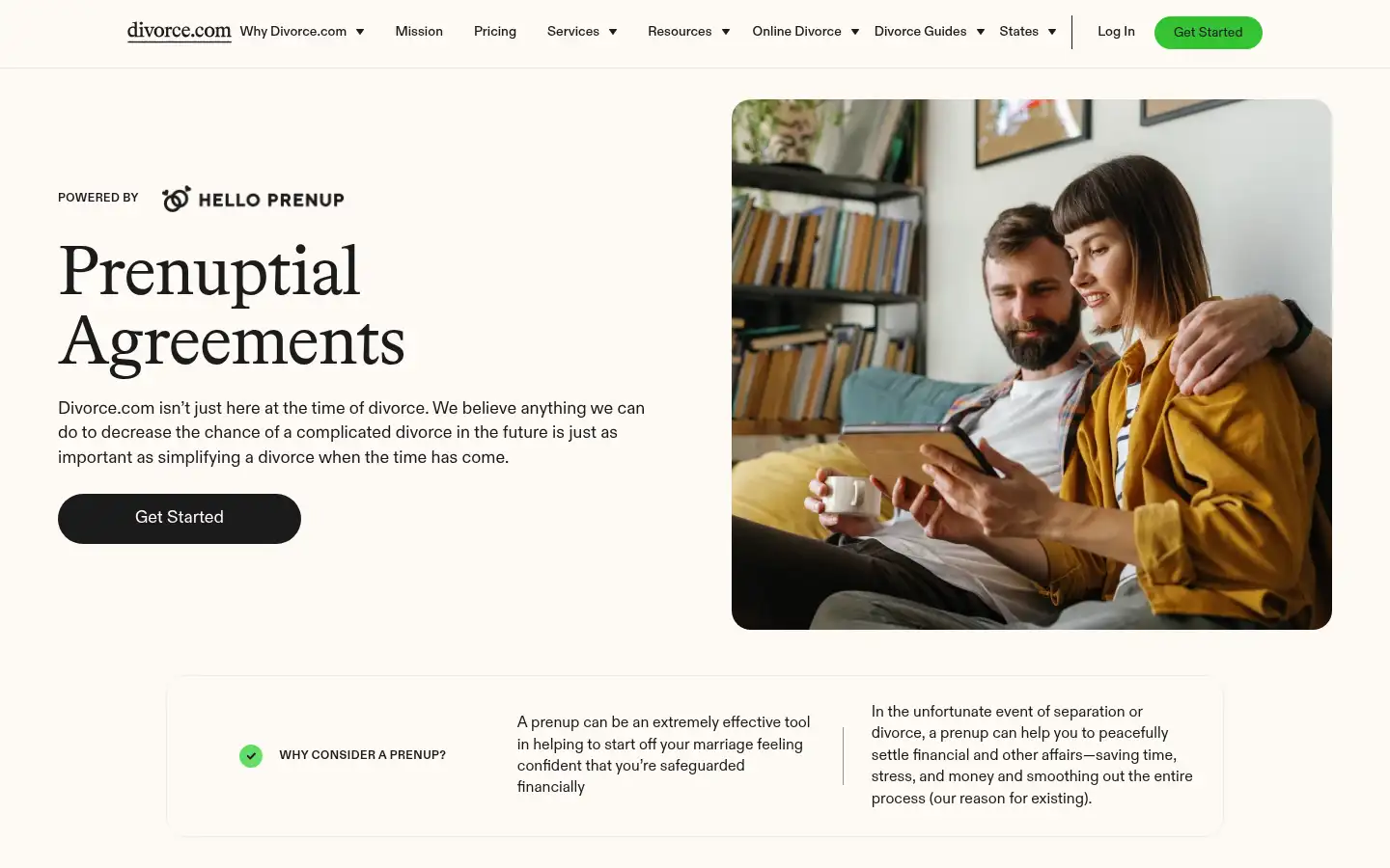 Screenshot of divorce.com