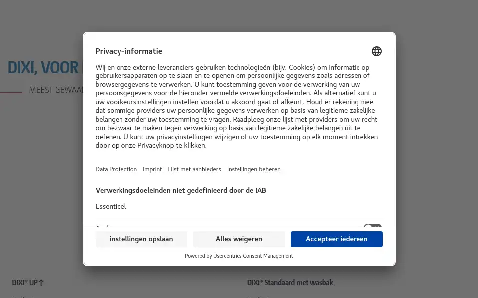 Screenshot of dixi.nl