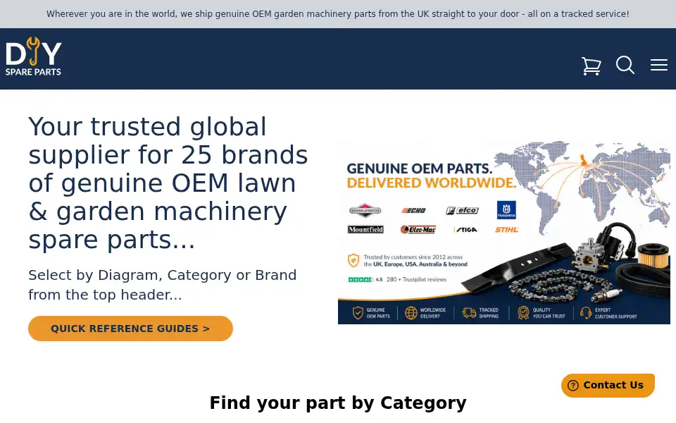 Screenshot of diyspareparts.com