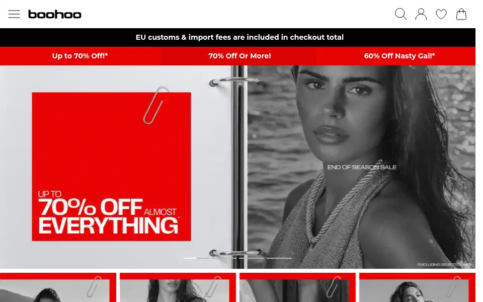 Screenshot of dk.boohoo.com