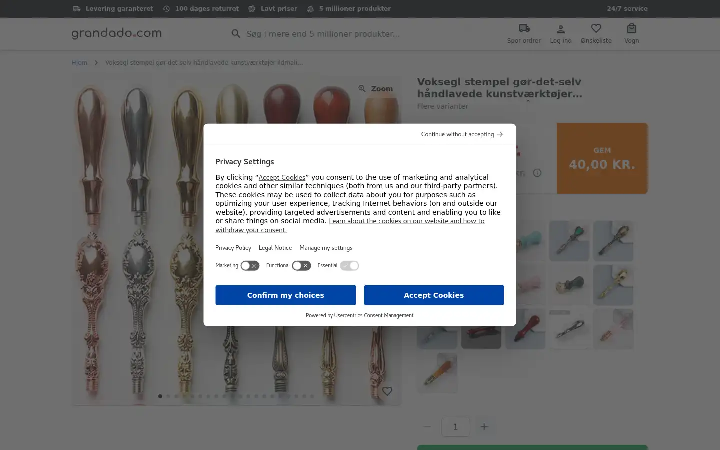 Screenshot of dk.grandado.com