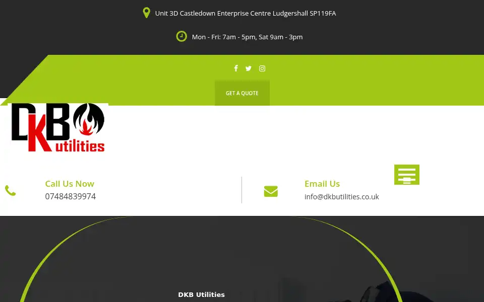 Screenshot of dkbutilities.co.uk