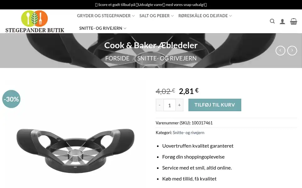 Screenshot of dkkokkenredskaber.com