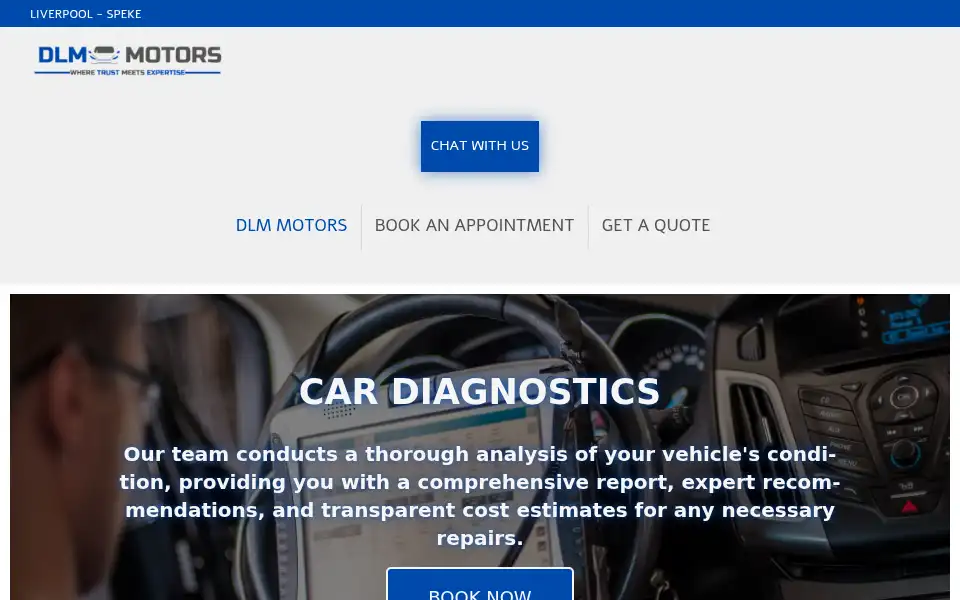 Screenshot of dlm-motors.co.uk