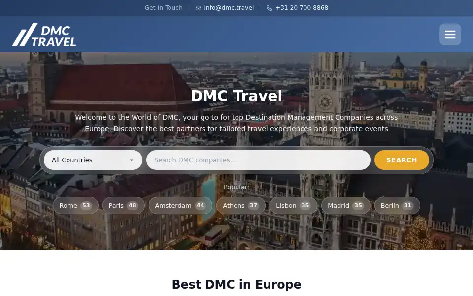 Screenshot of dmc.travel