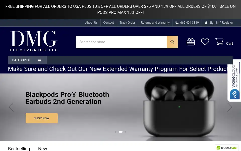 Screenshot of dmgelectronics.com