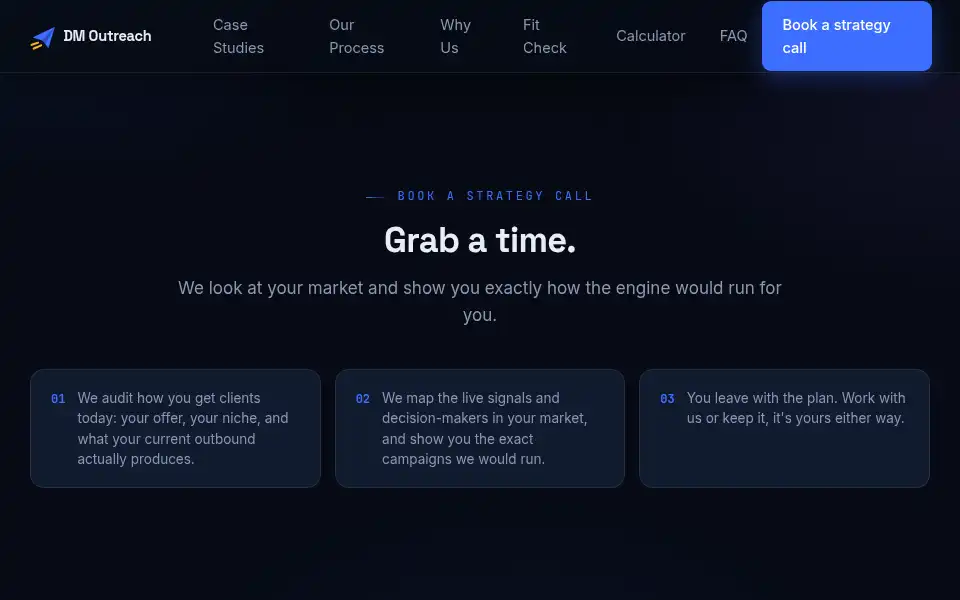 Screenshot of dmoutreach.com