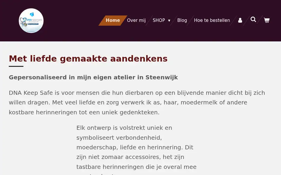 Screenshot of dnakeepsafe.nl
