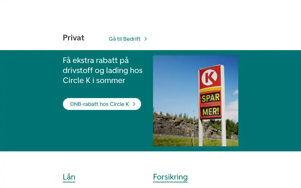 Screenshot of dnb.no