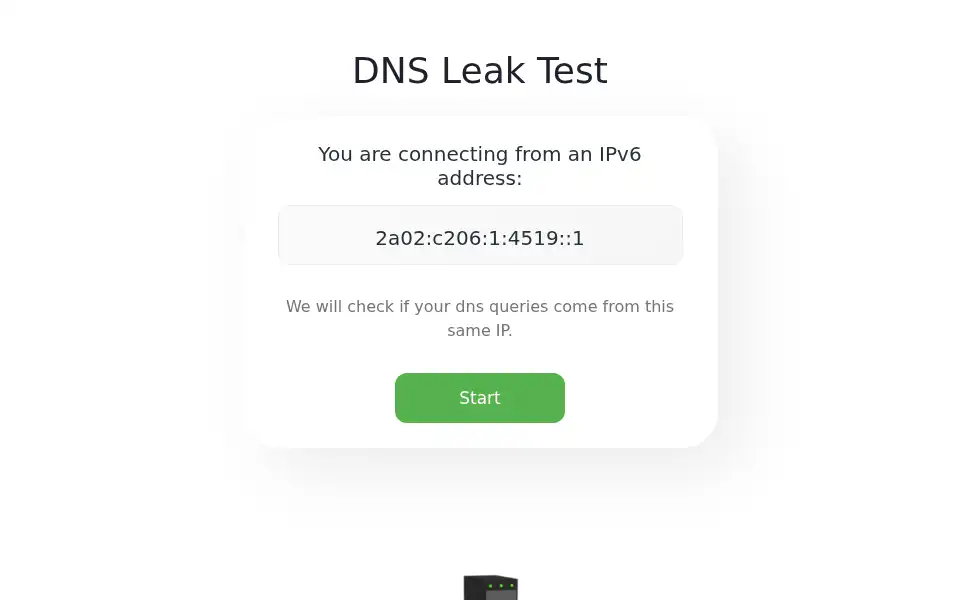 Screenshot of dnsleak.com