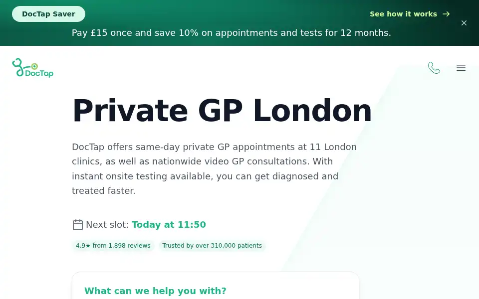 Screenshot of doctap.co.uk