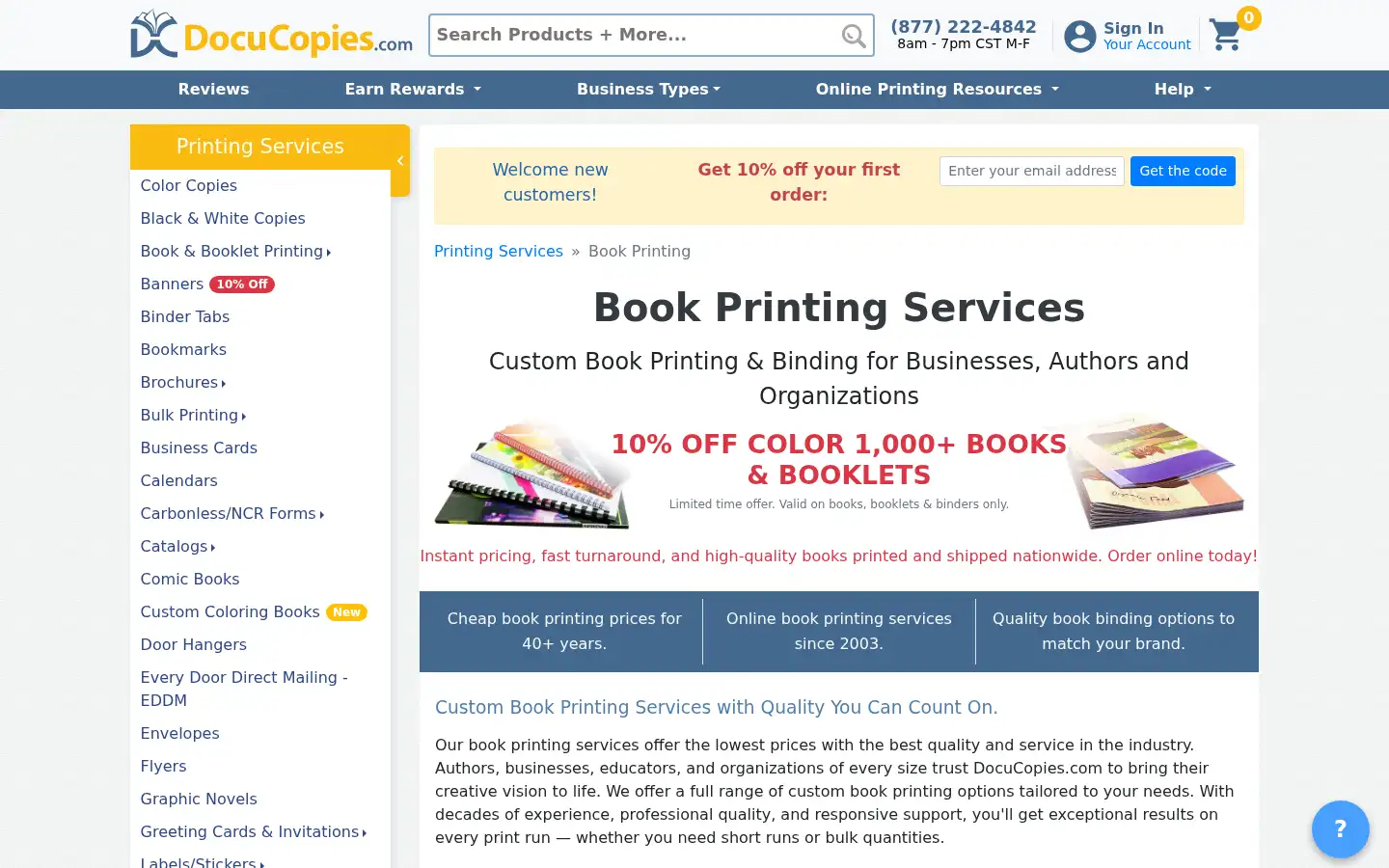 Screenshot of docucopies.com