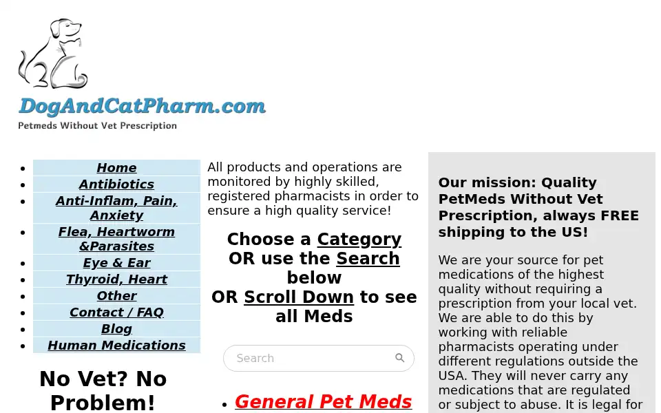 Screenshot of dogandcatpharm.com