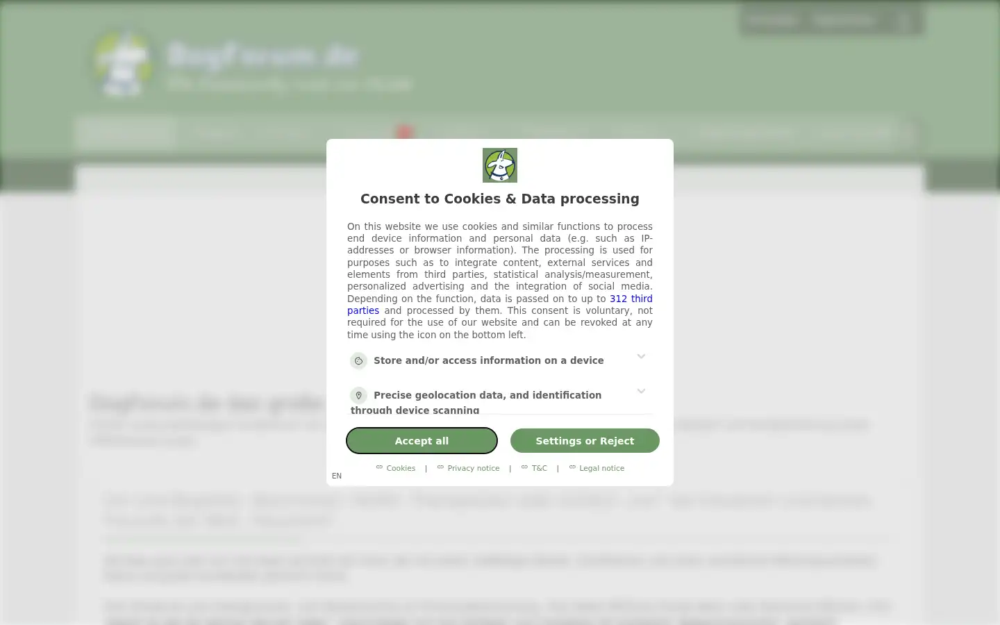 Screenshot of dogforum.de