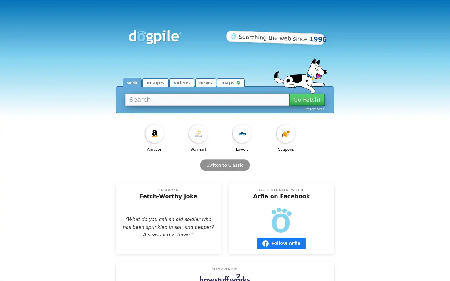 Screenshot of dogpile.com