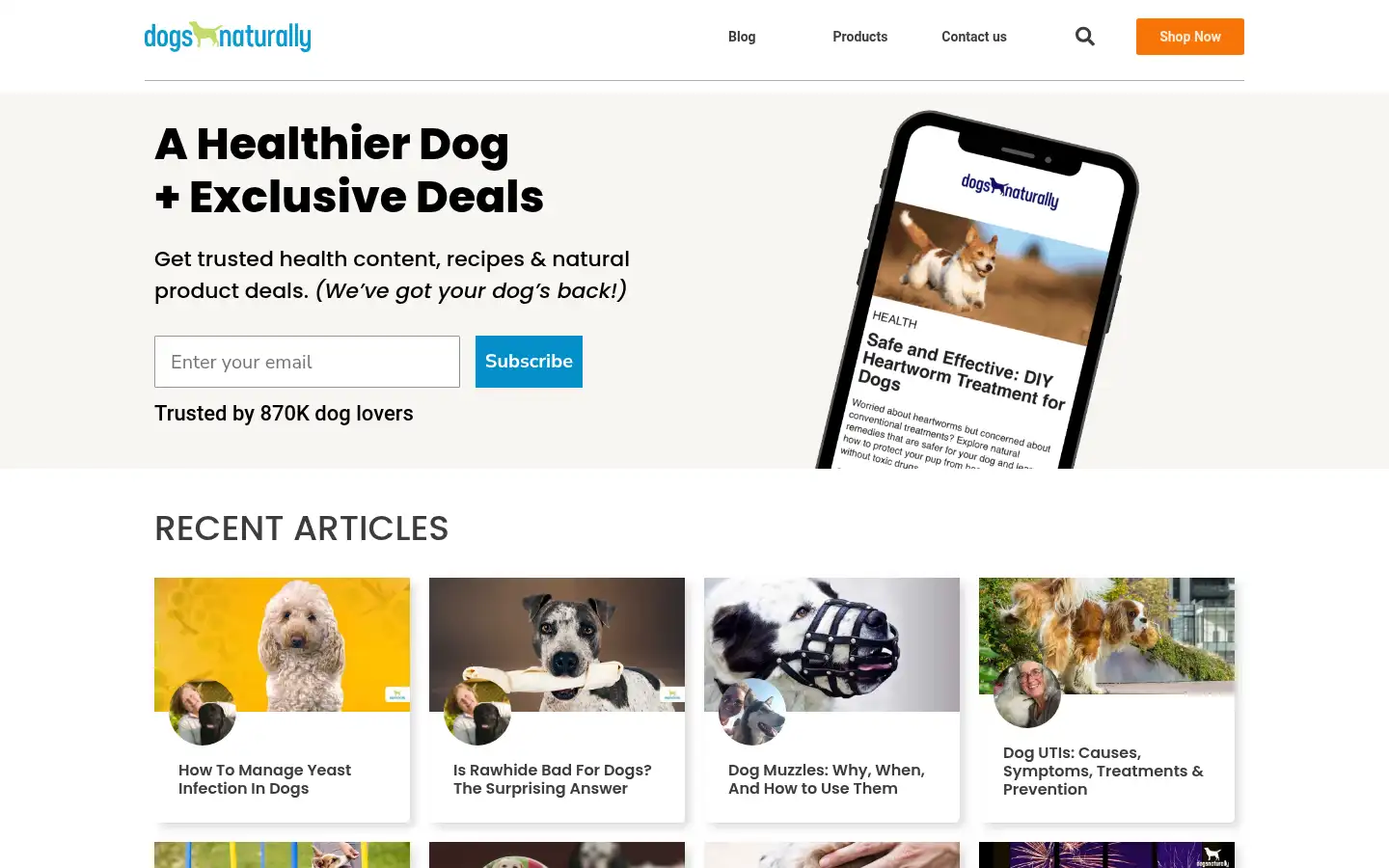 Screenshot of dogsnaturallymagazine.com