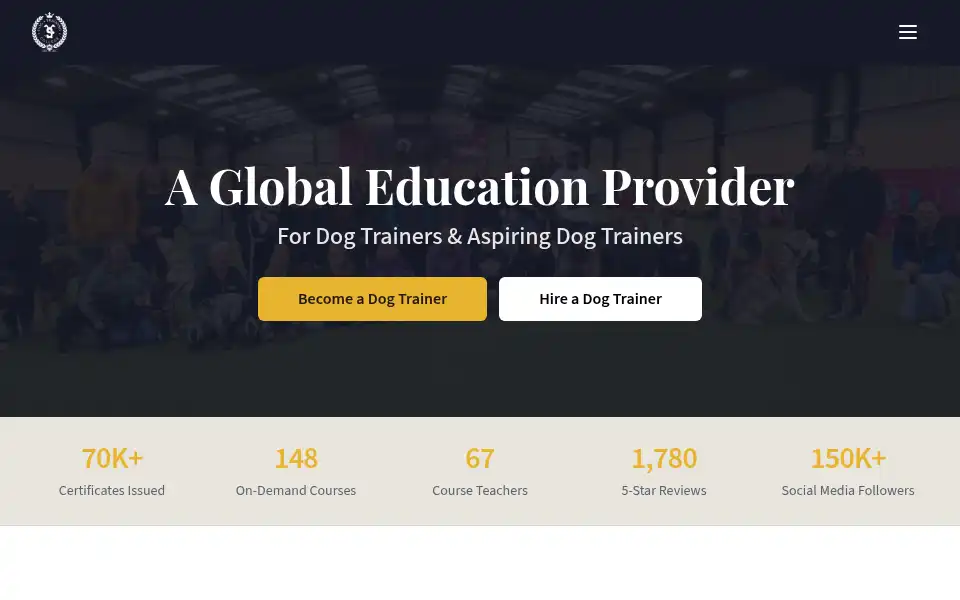 Screenshot of dogtrainingcollege.co.uk