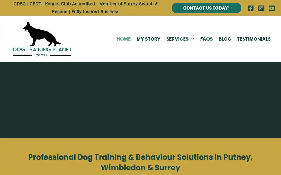 Screenshot of dogtrainingplanet.co.uk
