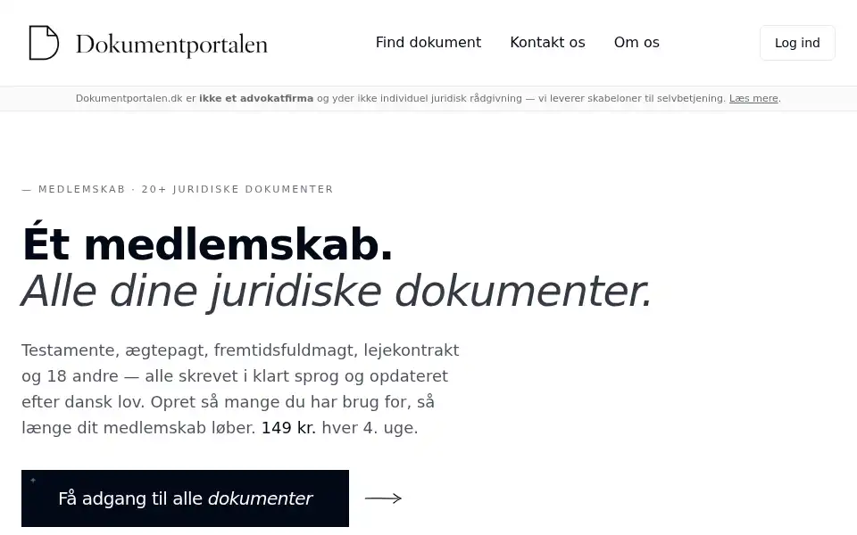 Screenshot of dokumentportalen.dk