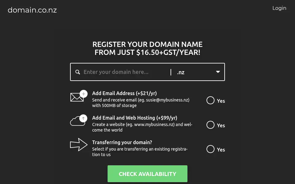 Screenshot of domain.co.nz