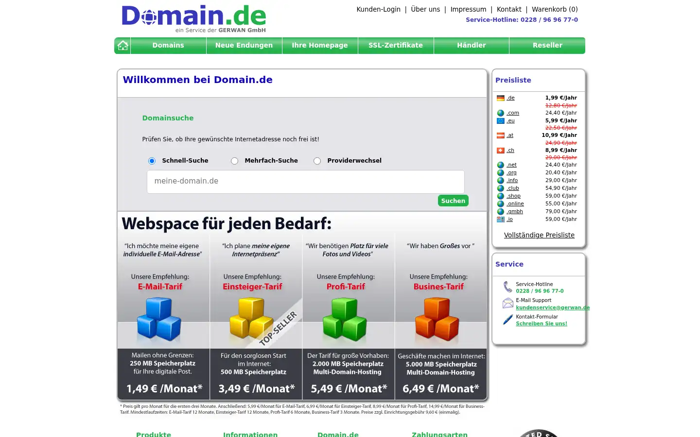 Screenshot of domain.de