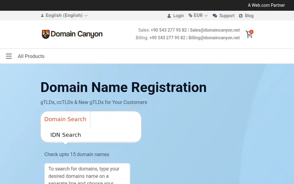 Screenshot of domaincanyon.net