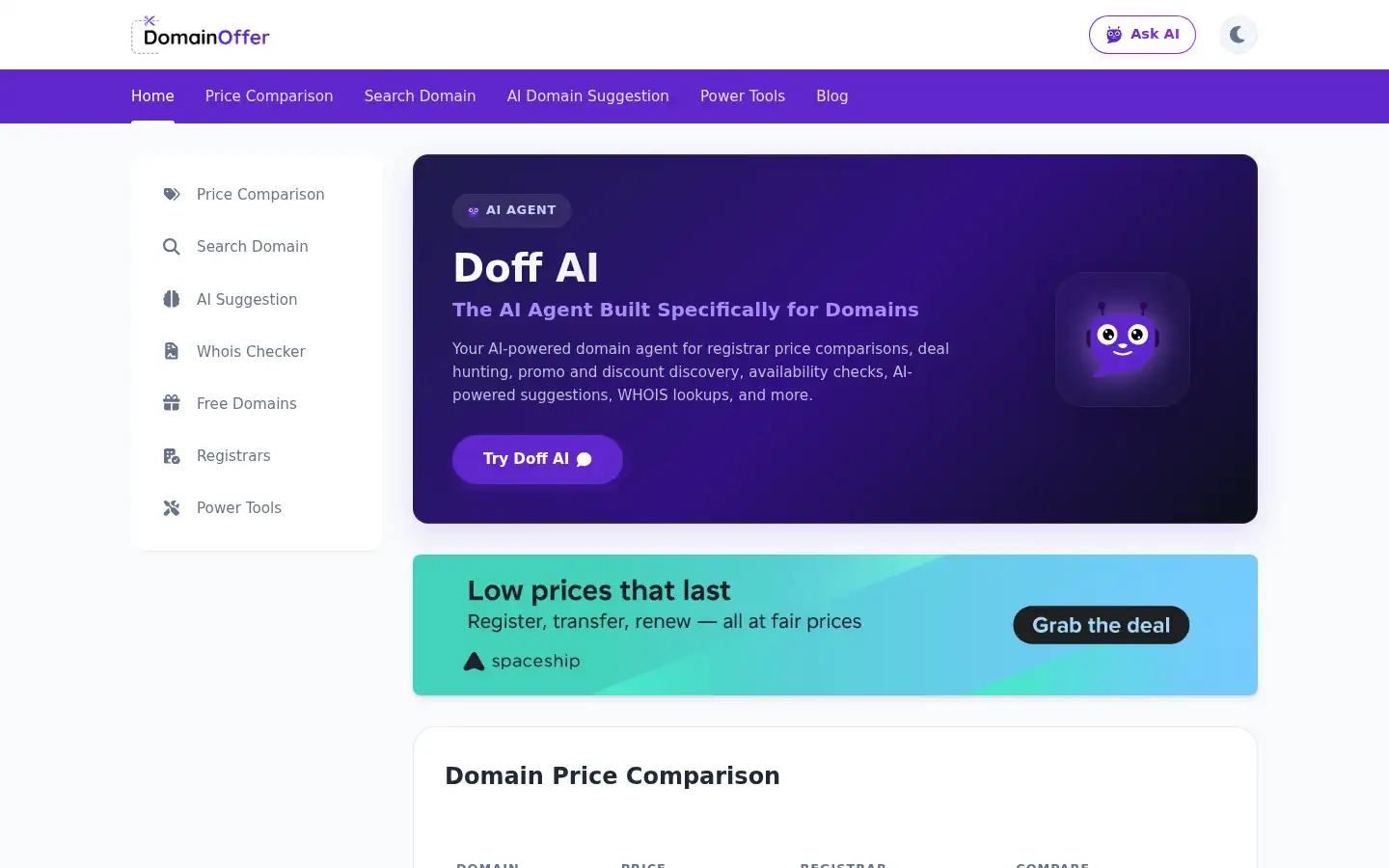 Screenshot of domainoffer.net