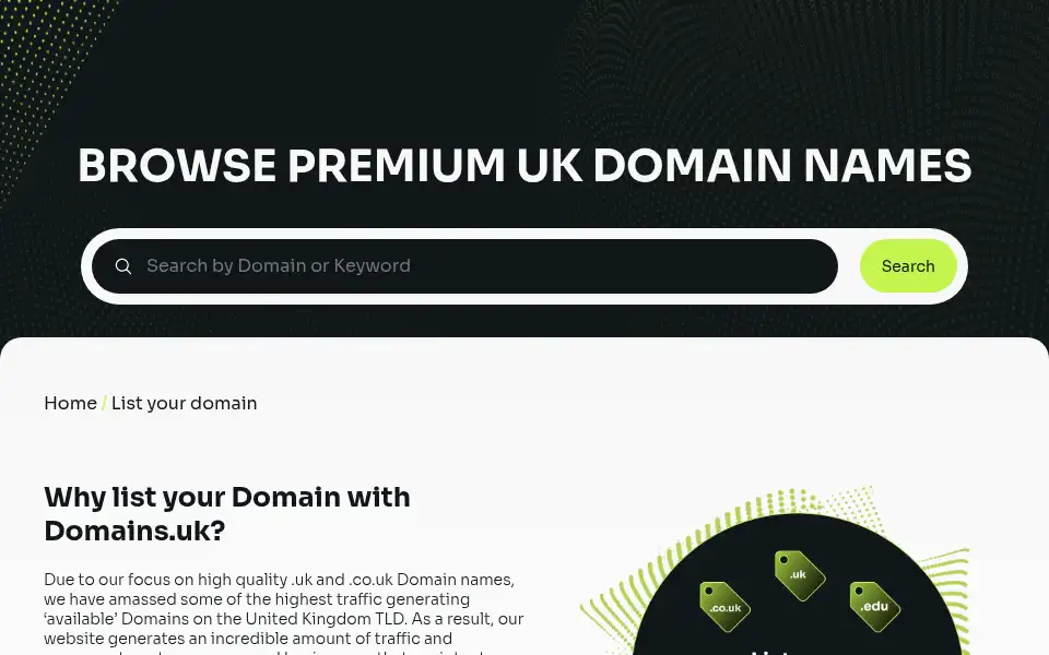 Screenshot of domains.co.uk