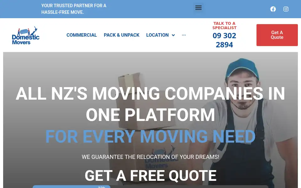 Screenshot of domesticmovers.co.nz