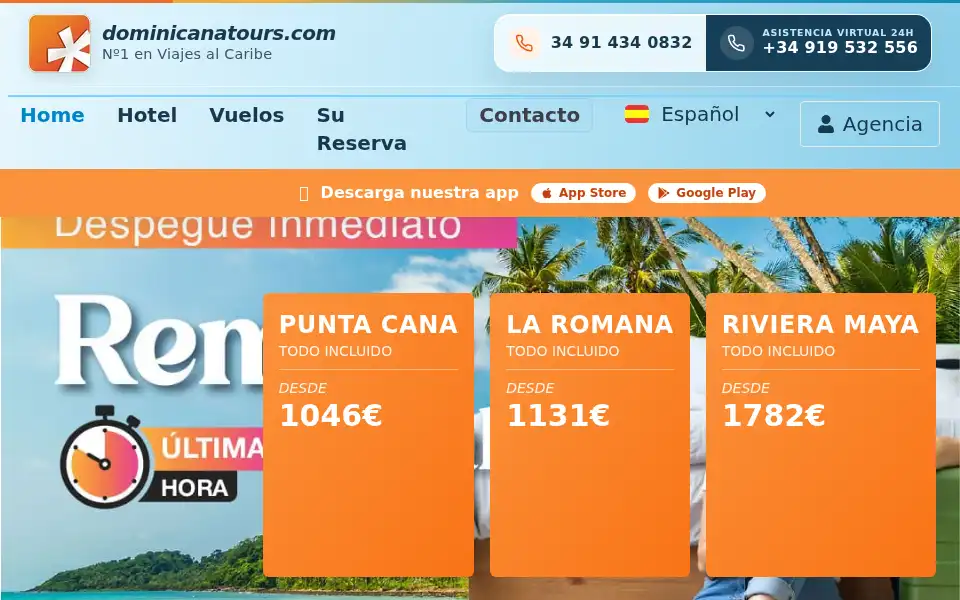 Screenshot of dominicanatours.com