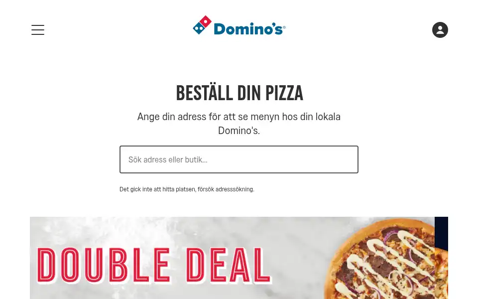 Screenshot of dominos.se