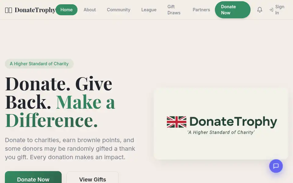 Screenshot of donatetrophy.co.uk