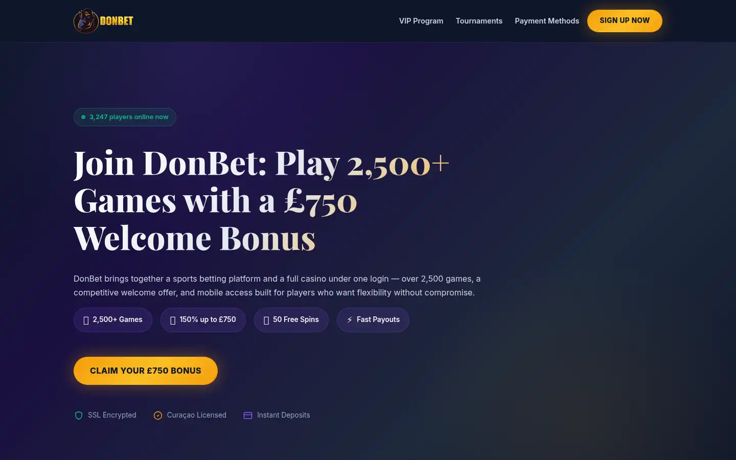 Screenshot of donbettcasino.com